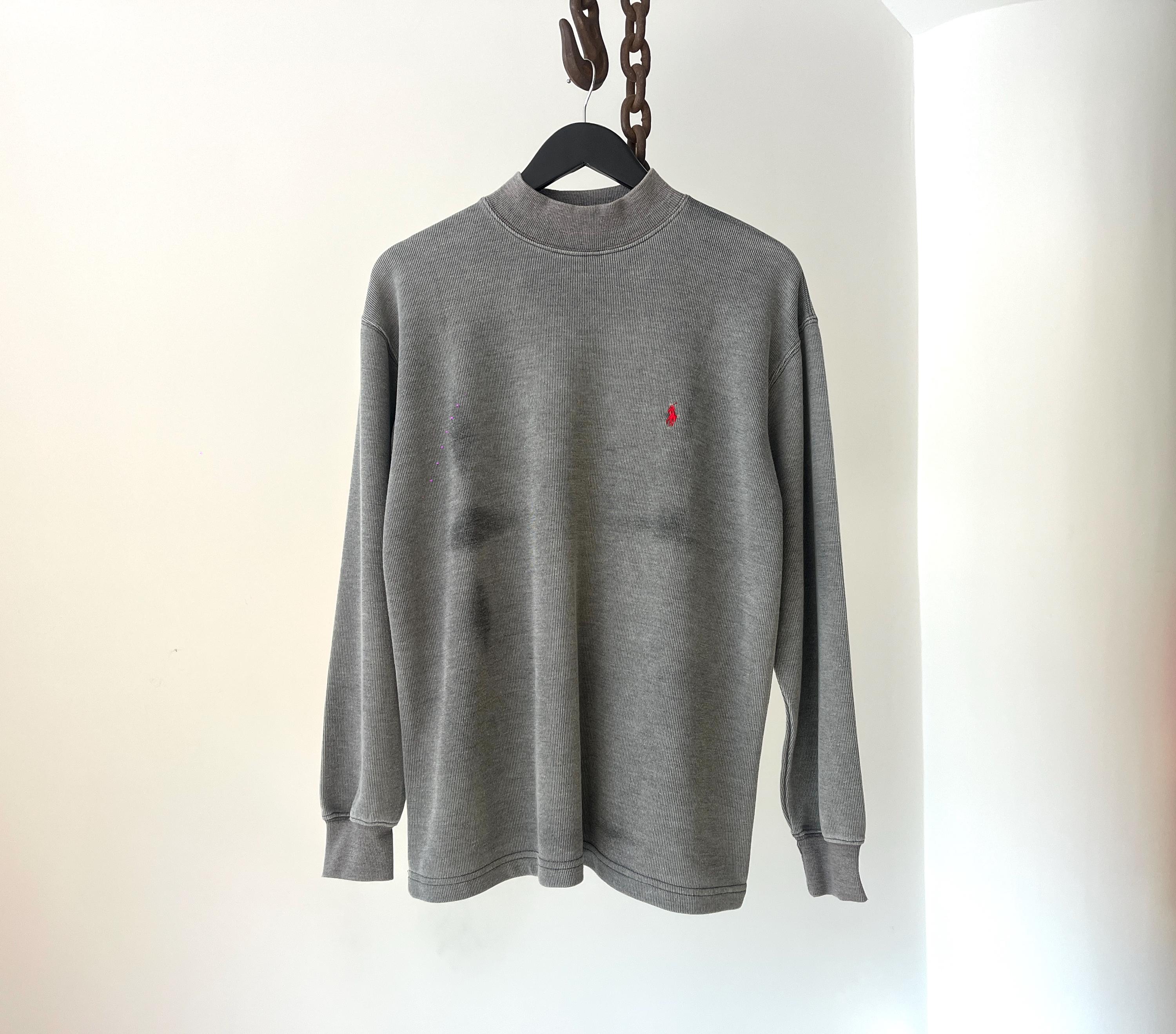 90s Ralph Lauren Turtle Neck: Faded Gray Cotton Long Sleeve (made