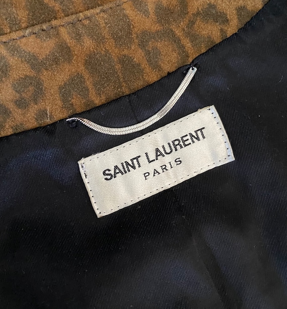 YSL Saint Laurent Paris Suede Leather Trucker Western Cheetah