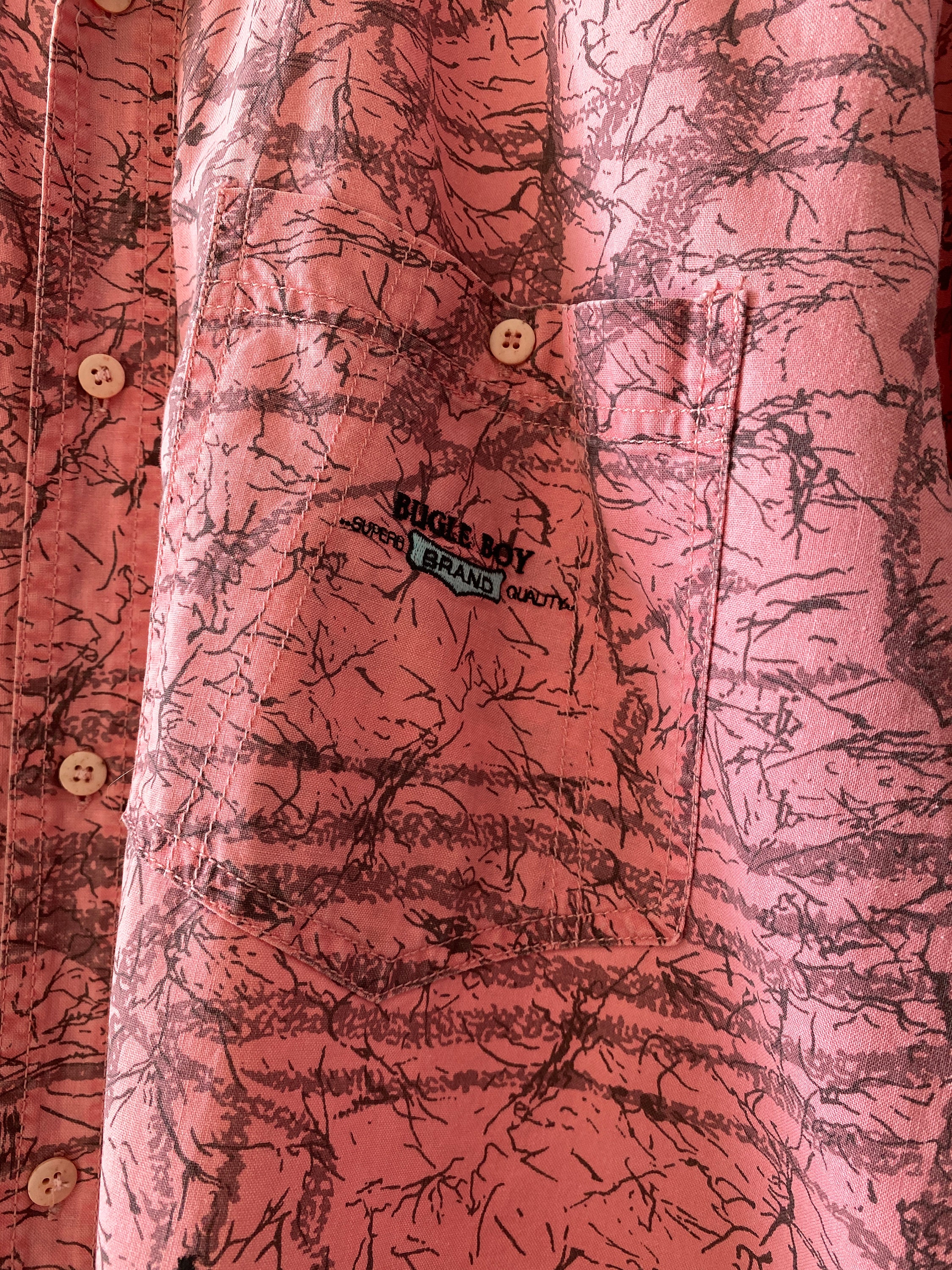 Chemise Bugle Boy Vintage Années 90 - Taille XL, Rayures Vaporwave, Manches 3/4, Coupe Boxy, Occasion