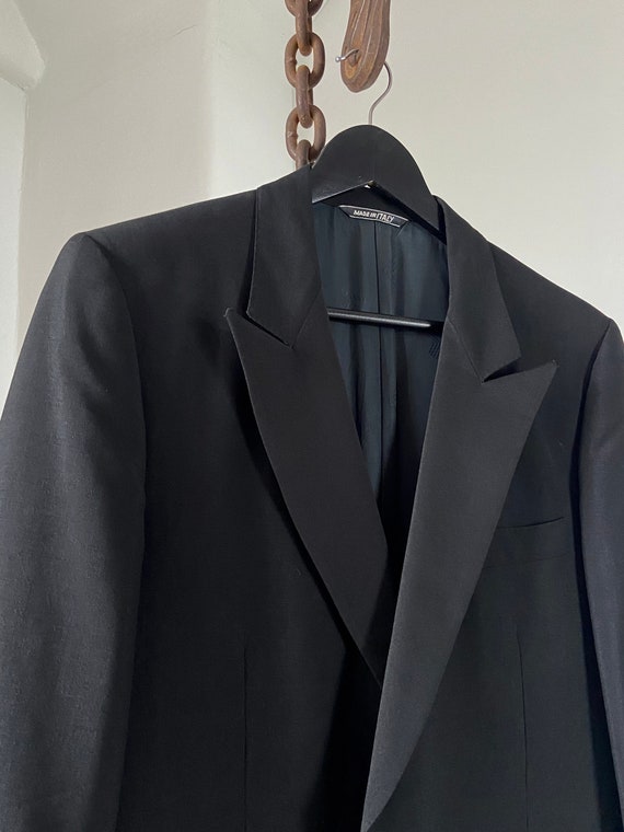 Lanvin Paris Designer Black Wool Mohair Peak Lapel