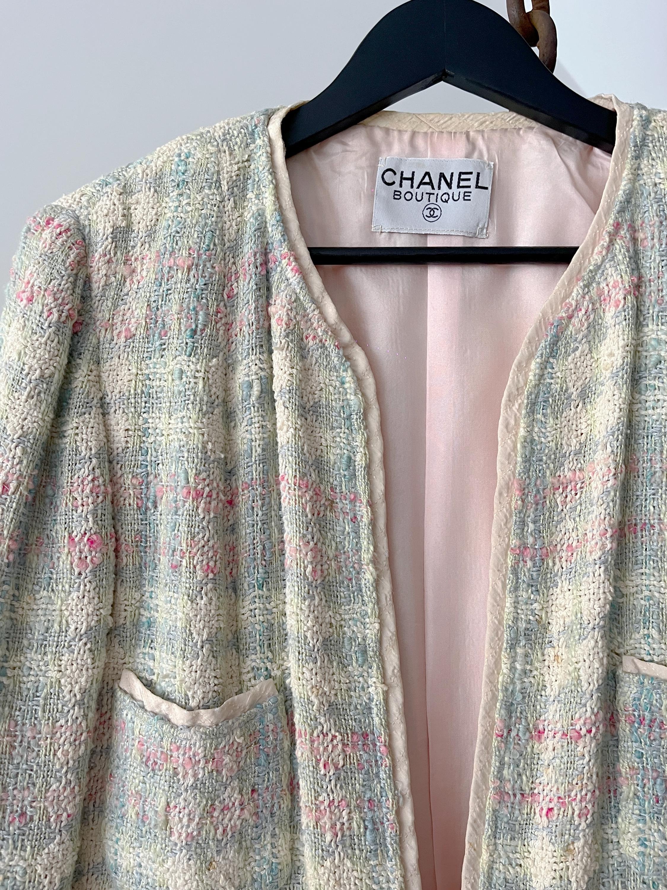 90s CHANEL vintage ビーズ スパンコール刺繍 装飾ジャケット Vintage Chanel Jacket in Fuchsia — singulié