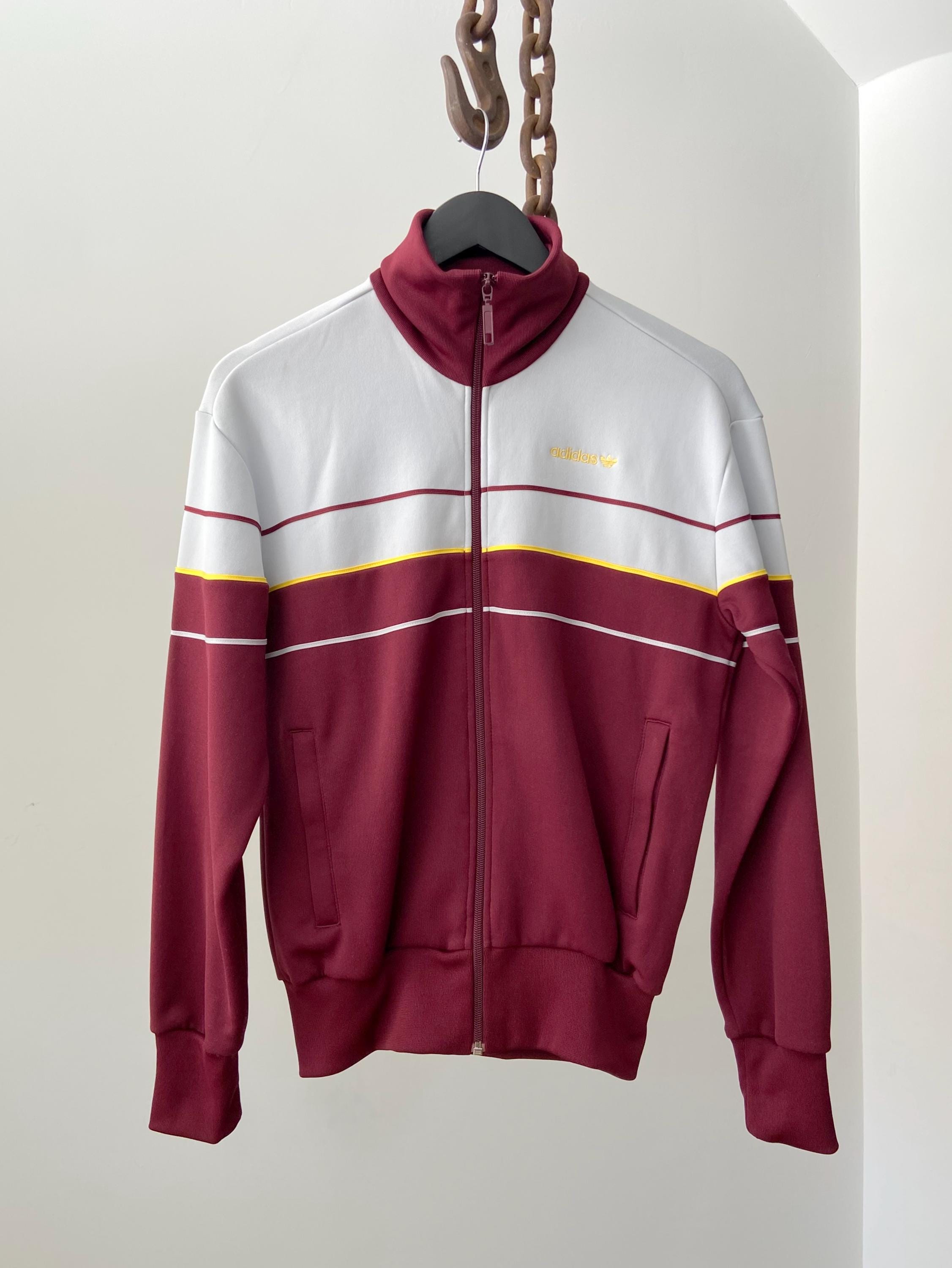 Vintage Adidas Stripe Zip-up Track Jacket - Retro Burgundy + White