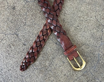 Andsen Real Leather Tan Braid Belt With Solid Brass Buckle  display picture 3