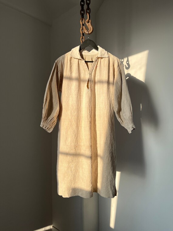 Nineteen Century Bed Natural Linen Shirt with "JC"