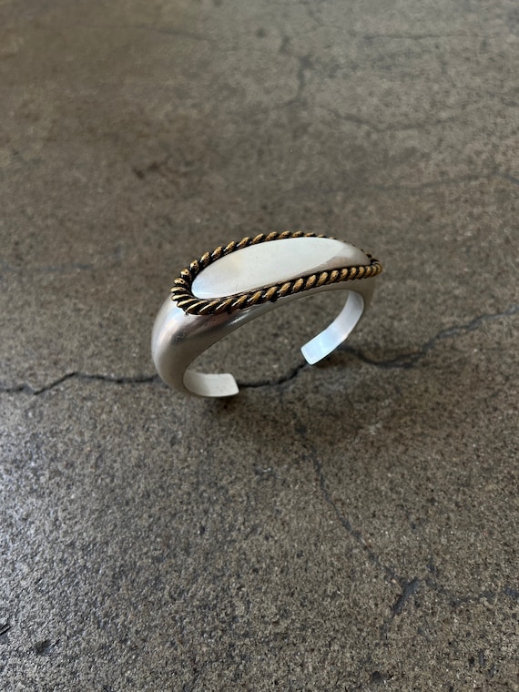 YSL Silver and Brass Cuff Bracelet - image 1