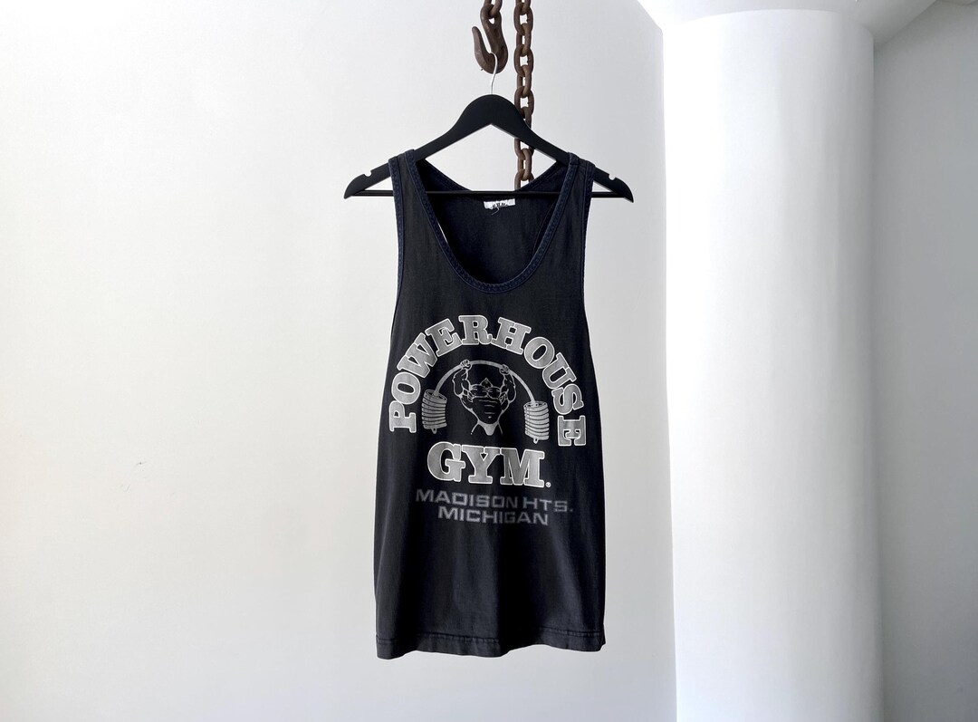 POWERHOUSE GYM タンクトップ Mサイズ ブラック Vintage Black Powerhouse Gym Michigan Graphic Muscle Tank Top