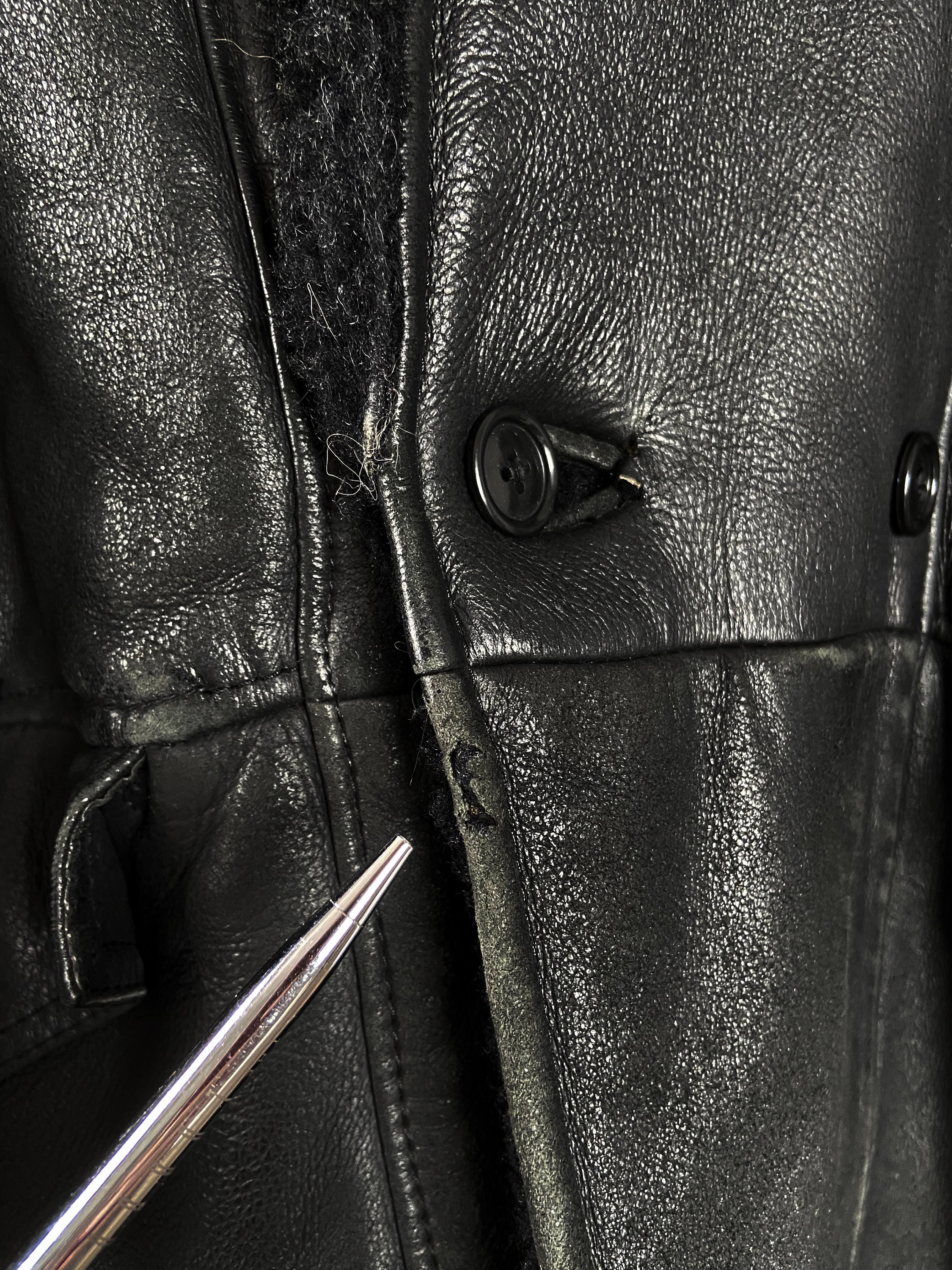 Vintage the Douglas Brand Black Lambskin Leather Coat Shearling