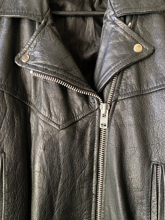 80s Vintage Leather Biker Jacket - image 4