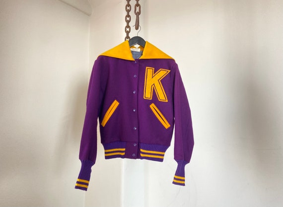 Vintage Purple Yellow Albion Award Letterman Varsity Jacket Hooded Patch high Size S Etsy Ireland