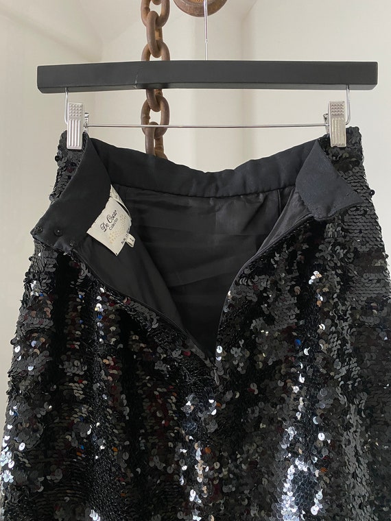 All over Black Sequins High Waist Skirt / size 4 - image 9