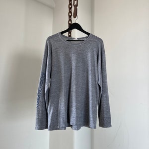 Vintage 80s BodyWorks Heather Grey Long Sleeve Cotton Blend T-Shirt - Size L