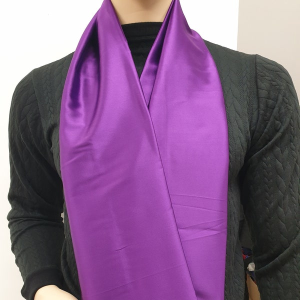 PURPLE hight quality silk scarf, hand made in France.