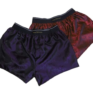 Two silk boxer shorts double bundle paisley motif made in France