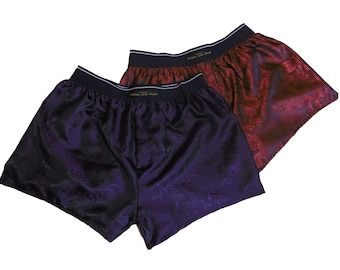 Two silk boxer shorts double bundle paisley motif made in France