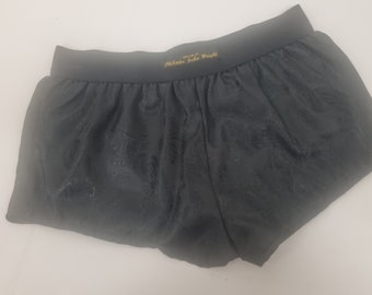 Woman BLACK silk paisley boy shorts, pajamas, French knickers made in France