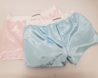 pale pink and pale blue satin boxer shorts bundle for men made in France