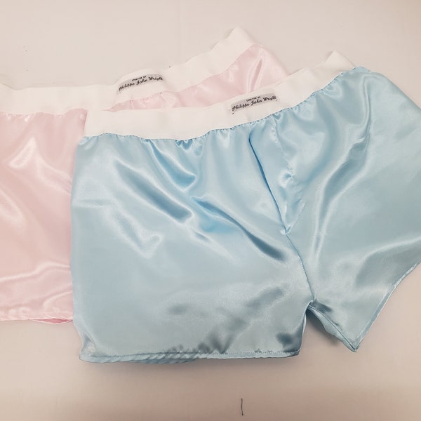 pale pink and pale blue satin boxer shorts bundle for men made in France