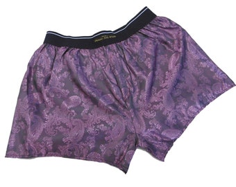 Silk boxer shorts paisley motif made in France