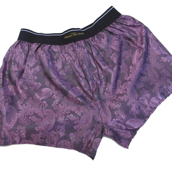 Silk boxer shorts paisley motif made in France