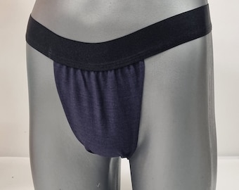 Men thong DARK NAVY BLUE organic linen briefs tanga like underwear fully lined soft elastic