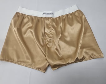 satin boxer shorts for men CHAMPAGNE gift man lingerie night wear made in France mens underwear boyfriend present