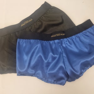 Womans double bundle ROYAL BLUE and BLACK satin boy shorts, pajamas, french knickers made in france image 2