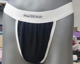 Mens thong BLACK organic linen briefs tanga like underwear soft elastic husband underpants thong briefs for boyfriend cheeky gift