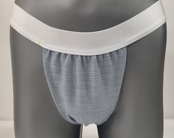 Men thong PALE BLUE organic linen briefs tanga like underwear fully lined soft elastic