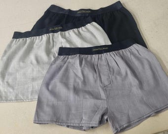 Three LINEN men boxer short bundle with black elastic. gray, black, beige. Husband gift boyfriend present anniversary idea for him