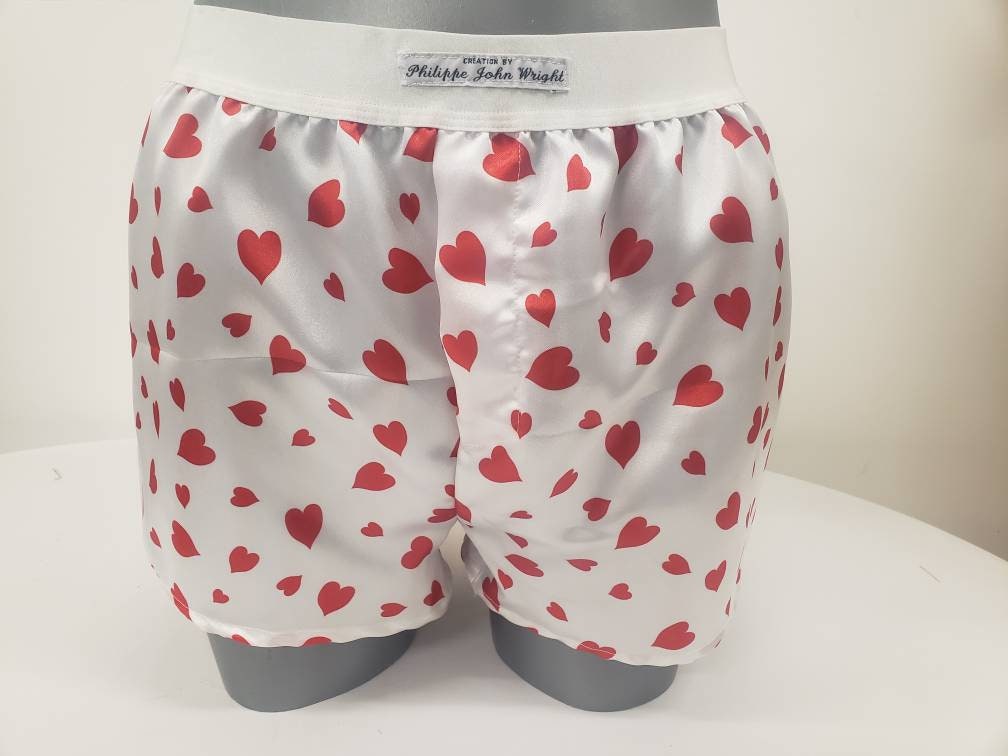 Love Heart Satin Boxer Shorts for Men Made in France Etsy