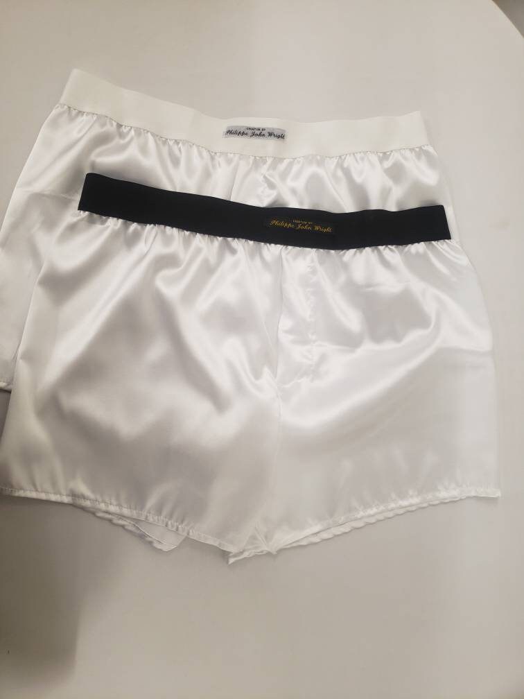 Mens Satin Boxer Brief Bundle Silky Pure White Satin With Etsy