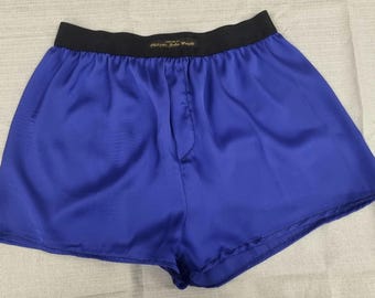 silk boxer shorts royal blue light see through underwear for men handmade in France for husband gift boyfriend present groom for him