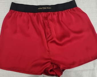 silk sheer boxer shorts in RED light see through for men handmade in France for husband gift boyfriend present groom for him
