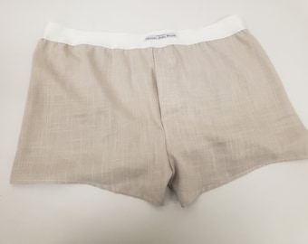 LINEN men boxer shorts with white elastic.