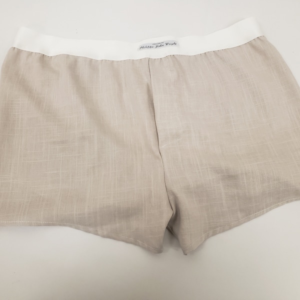 LINEN men boxer shorts with white elastic.