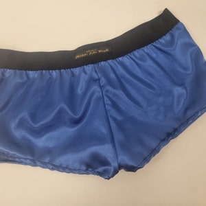 Womans double bundle ROYAL BLUE and BLACK satin boy shorts, pajamas, french knickers made in france image 4