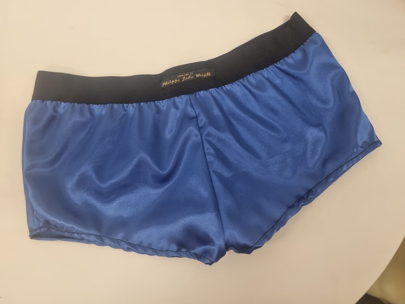 Womans double bundle ROYAL BLUE and BLACK satin boy shorts, pajamas, french knickers made in france image 4