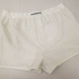 White LINEN men boxer shorts with white elastic.