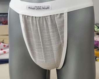 Mens thong BEIGE organic linen briefs tanga like underwear soft elastic husband underpants thong briefs for boyfriend cheeky gift