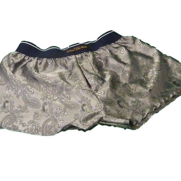 Silk boxer shorts paisley motif made in France