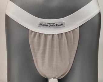 Herren-Slips aus Bio-Leinen, Tanga-ähnliche Herren-Tanga-Unterwäsche, vollständig gefüttert mit luxuriösem, weichem Gummiband