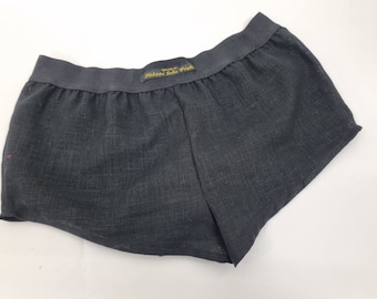 Womans BLACK linen boy shorts, pajamas, French knickers made in France