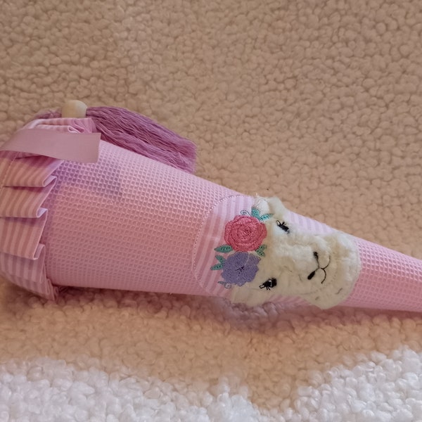 Schultüte, Zuckertüte rosa,Schaf  personalisiert mit Namen, Mädchen Prinzessin,70cm, 35cm