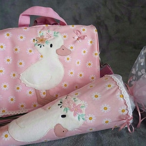 Kindergartentasche, Mädchen, Kindergartenrucksack, Turnbeutel, Ente,  rosa, Kitatüte ,Wechselsachen Beutel, Umhängetasche, personalisiert 
