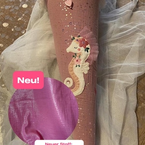 Schultüte Seepferdchen,Schultüte Glitzer, Tüll, Schultüte Mädchen, Schultüte Prinzessinnen, Schultüte Abenteurerinnen,Zuckertüte,Papprohling