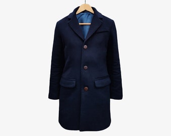 Abrigo Hombre Azul Marino 100% Pura Lana Italiana - Cub Sigma Slim Fit Coat