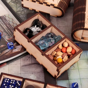 Divided Tray Insert compatible with Hollow Book Dice Tower. TTRPG mini, snack, game token, and dice holder or storage.