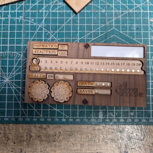 Character Tracker for D&D character sheet replacement, fits inside the Hollow Book Dice Tower