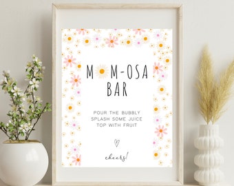 MOMosa Bar Schild | DIGITALER DOWNLOAD | Blumen Babyparty | Blumen Thema Babyparty | MOMosa Baby Shower Zeichen | Frühling Sommer Baby Shower