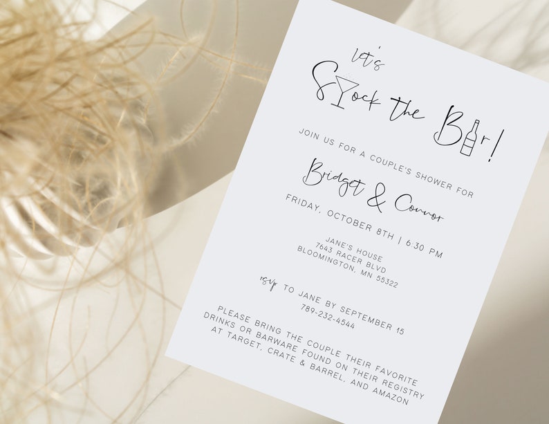 Minimalist Couples Shower Party Invitation Stock The Bar DIGITAL DOWNLOAD Couples Shower Template image 3